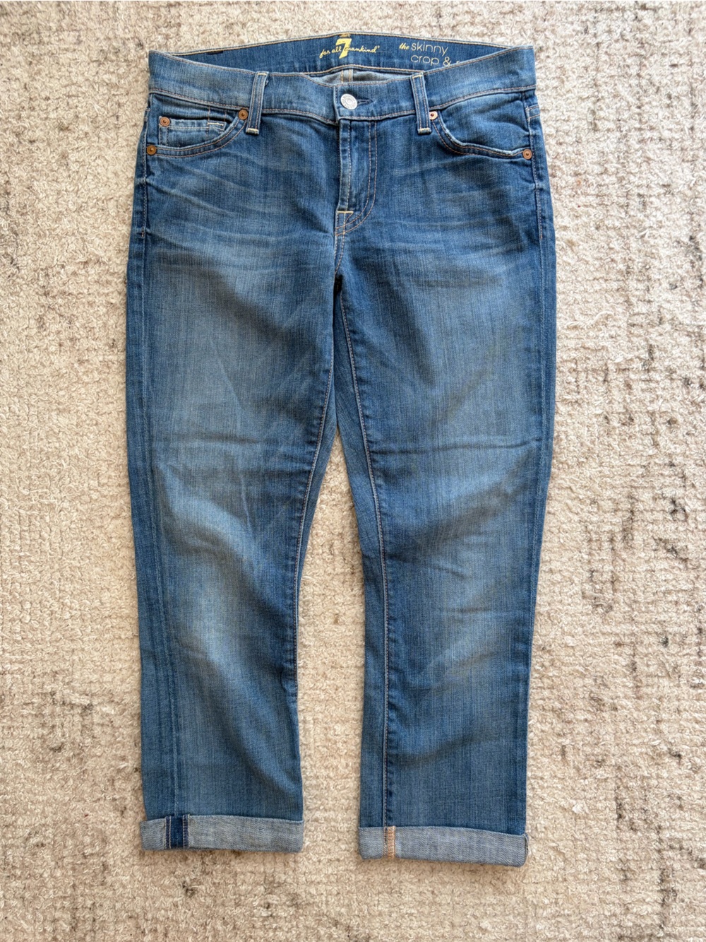 7 For All Mankind Women's Medium Blue Crop Jeans